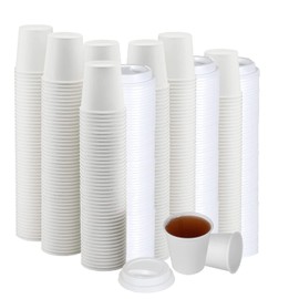 Smygoods White Paper Hot Cups, Paper Hot Cups with Lids, 4oz, Coffee Cups, & Tea Cups,100 Pack