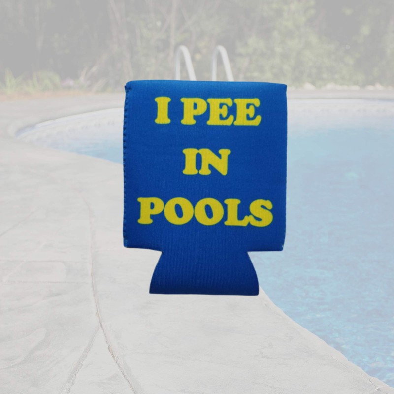 I Pee in Pools - Funny Can Cooler - Blue