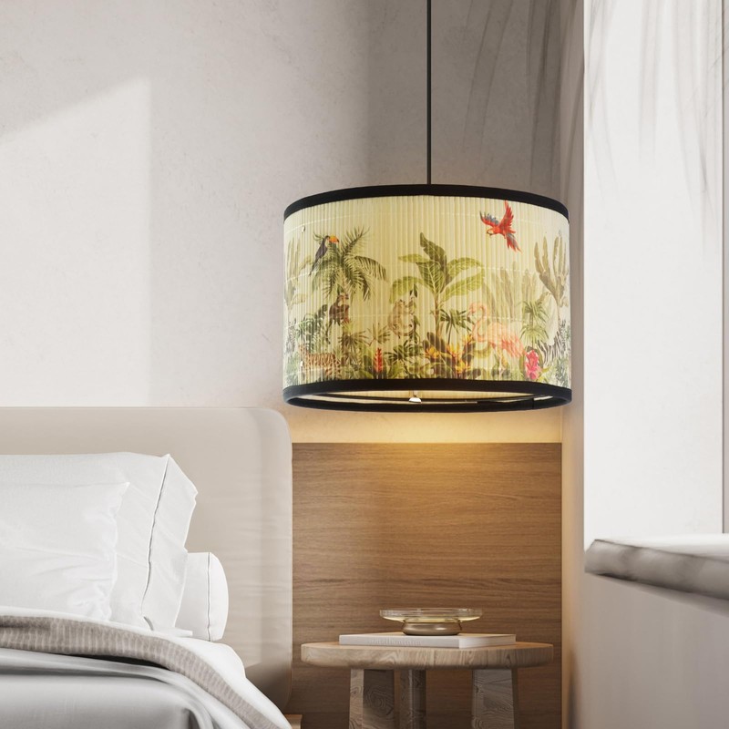 Mewutal Drum Lampshade Bird Pattern Chandelier Lamp Shade Removable Lamp
