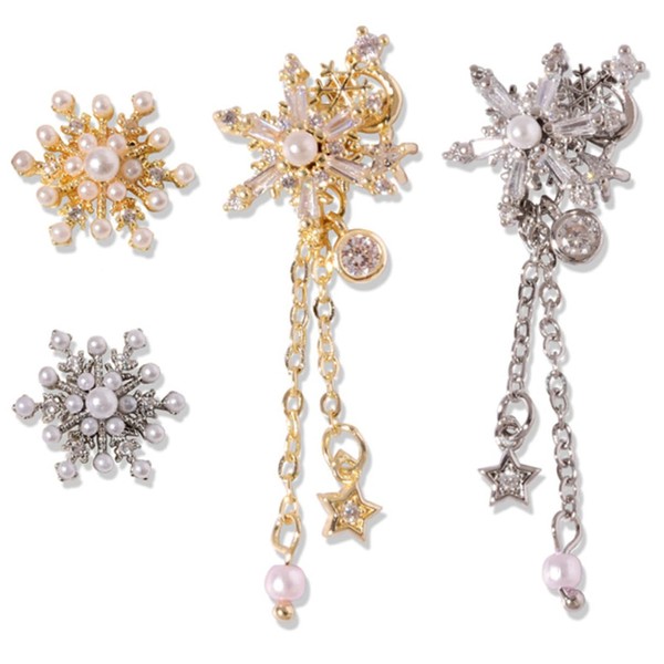 IWOWHERO 4pcs Snowflake Nail Charms Nail Accessories for Art Decorative