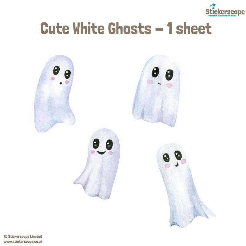 Stickerscape Halloween Window Stickers (Cute White Ghosts - 1 Sheet)