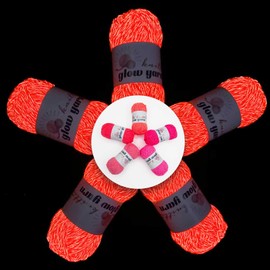 Bulingbuling Acrylic Glow Yarn - 5 Pack Red Red Glow in The Dark Yarn, 400 Yards per Pack 150 Grams/5.3 Ounces, for Crochet and Knitting Colorful
