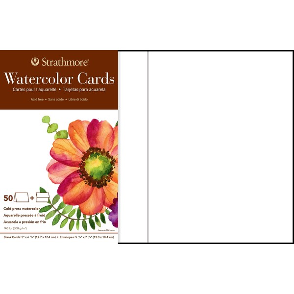 Strathmore Watercolor Cards, 5x6.875 inches, 50 Pack, Envelopes Included - Custom Greeting Cards for Weddings, Events, Birthdays