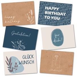 BIROYAL Set of 27 High Quality Birthday Cards, Premium Greeting Card, Birthday Postcard with Envelope, Birthday Greeting Card, Happy Birthday Cards as Postcard Set for Men and Women
