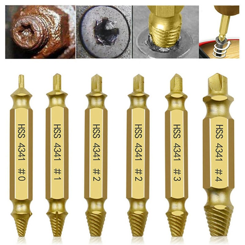 6Pcs Damaged Screw Extractor Speed Out Drill Bits Broken Bolt