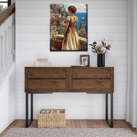 Tucocoo Elegant Woman Paint by Numbers Kits 16x20 inch Canvas DIY Oil Painting for Adults with Brushes and Acrylic Pigment Ancient European Cities Scenery Art Picture for Home Decor (Without Frame)