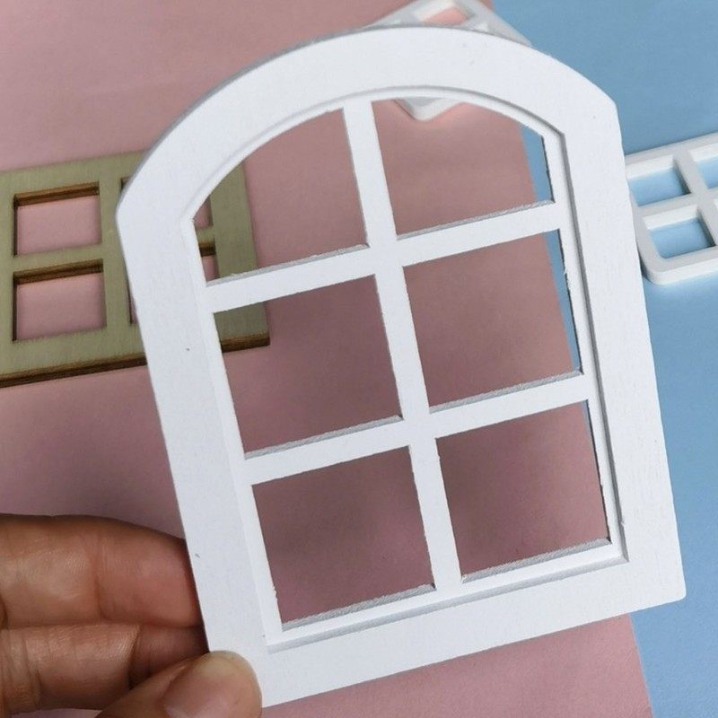 6PCS Dollhouse Windows Miniature Window Frame Ornament 1:12 Scale Dollhouse