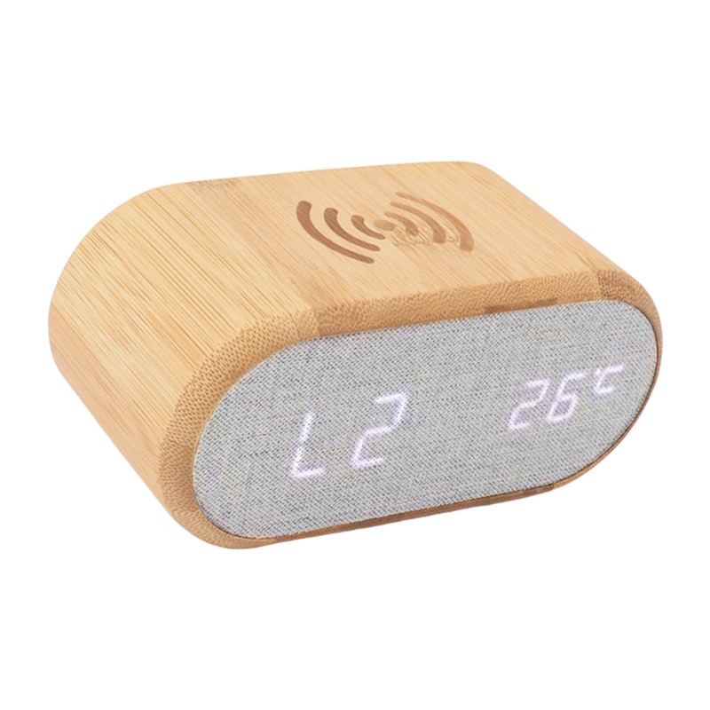 Wooden Alarm Clock USB Wireless Charging Wood LED Digital Display