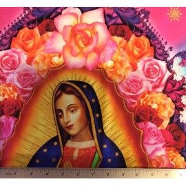 Unbranded RK216 Our Lady of Guadalupe Psychedelic Virgin Mary Cotton Quilt Fabric Panel