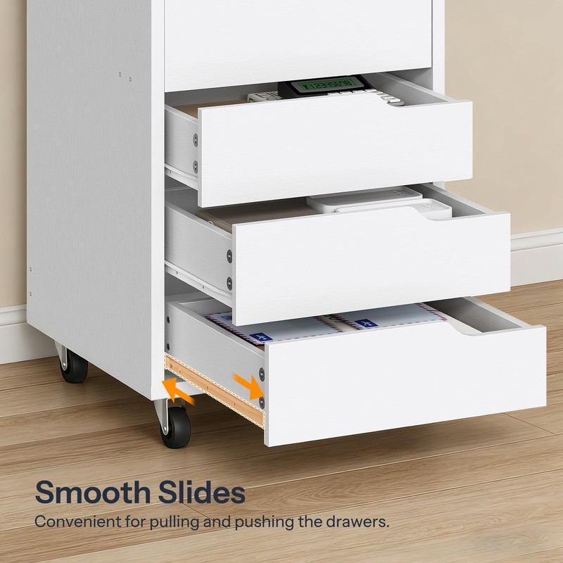 HOOBRO 5-Drawer File Cabinet, Under Desk Mobile Filing Cabinet with