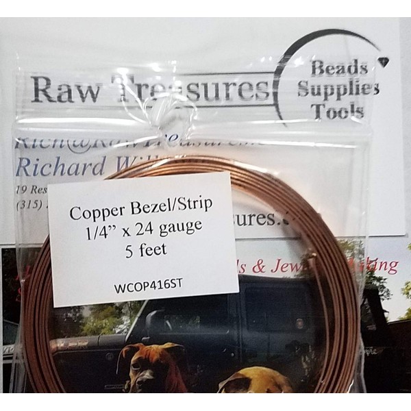 Solid Copper Bezel/Strip 1/4" x 24 Gauge - 5 Feet_