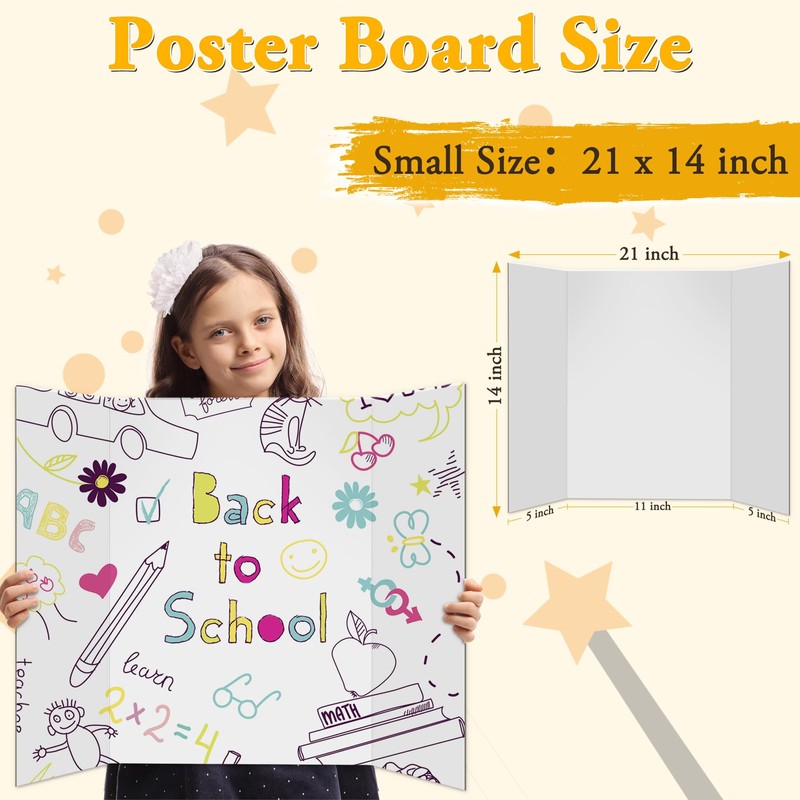 AKONEGE 3Pcs Small Trifold Poster Board, 21 x 14 inches