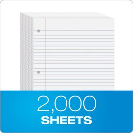 Oxford Loose Leaf Paper, 2000 Sheets, College Rule Filler Notebook Paper, 8-1/2" x 11", 3-Hole Punched Fits 3-Ring Binders, 4 packs of 500 (62331)