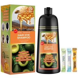 Dark Brown Hair Dye Shampoo 3 in 1 for Women & Men 100% Gray Hair Coverage - Herbal Ingredients Natural Plant Hair Color - Hair Dye in Minutes 17.6 Fl Oz