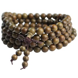 108 Beads Natural Sandalwood Bracelet Mala Tibetan Green Sandalwood Buddha Prayer Beads Necklace Yoga Meditation Wrap Bracelet