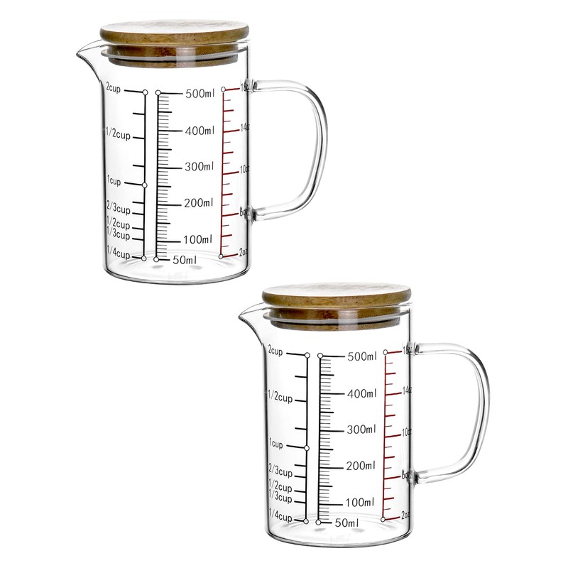 QWORK Glass Measuring Cup, 2 Pack 500ML (18 Oz, 2