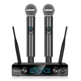 FDUCE Wireless Microphones,Cordless Dual Handheld Dynamic Karaoke Mic System for Karaoke,Party,Wedding,Outdoor Events,2x15 UHF Adjustable Channels,200ft