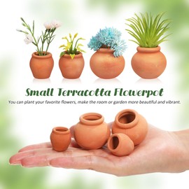 VANZACK 4Pcs Mini Terracotta Pots - Small Clay Containers for Succulents, Crafts, and Dollhouse Decor, Indoor/Outdoor Miniature Nursery Pots for Plants and Flowers