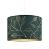 Modern Forest Green Cotton Fabric Drum Lamp Shade with Gold