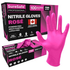 [100 Pack] SURESAFE Pink Nitrile Gloves Extra Small, Powder Free and Latex Free Baking Gloves – For Kitchen, Painting, Gardening, Hair Salon Esthetician Supplies