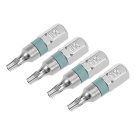 sourcing map 4pcs 25mm Long 1/4" Hex Shank T10 Security Torx High Quantity Screwdriver Bits S2 High Alloy Steel