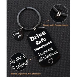 Drive Safe Keychain for Him Men Boyfriend Husband Small Gifts Birthday Valentine’s Day Anniversary Christmas Couple Gift Ideas Stocking Stuffers