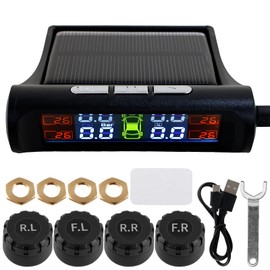 Tire Pressure Monitoring System Wireless Solar Large Display Type Tyre Pressure Monitor with 8 External Sensors Real-time Display Temperature Pressure Tire Pressure Monitor for Truck RV Trailer Car