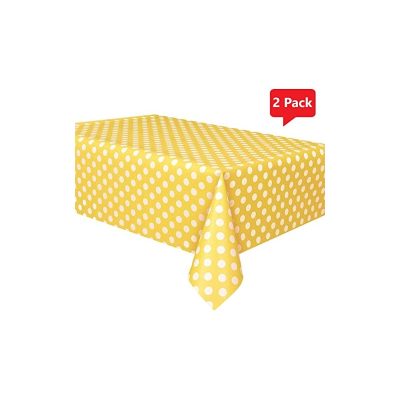 Royal7 2 Pack Yellow Polka Dot Plastic Rectangle Tablecloth 54"x108"…