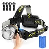 MoKo Rechargeable Headlamp 2500LM, 40H Long Lasting Battery Powered, 7