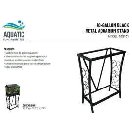 Maklaine Traditional Steel 10 Gallon Metal Aquarium Stand in Black