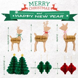 Syoulin-christmas table decoration,retro vintage christmas decorations indoor,Christmas Tree Decoration,Christmas honeycomb decorations deer/Christmas tree and pendant decoration