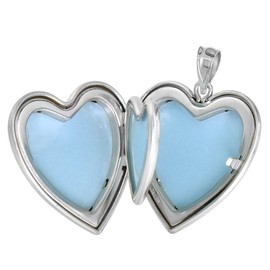 1 inch Sterling Silver Heart Locket Necklace for Women 4 Picture Gold Cross 18 inch RL_30H