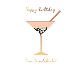 Greeting Card Time To Celebrate! Cocktail Embellished Birthday Autograph Cards AT007