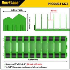 HURRICANE Plier Organizer Rack, 10-Slot Pliers Cutters Organizer Rack with Non-Slip Rubber Base, Tool Organizer, Tool Drawer Toolbox Organizer and Storage, Green, Extendable Design, Fit 3” H, 1 Pack