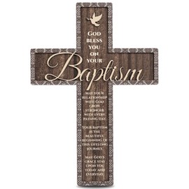 Wooden Baptism Cross for Wall, Christening and Baptism Gifts for Boys & Girls, Catholic Baby Gifts, Christian Wall Decor, Baptism Gifts from Godparents