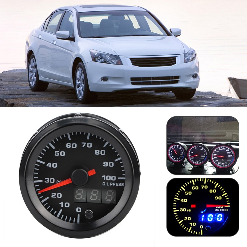 2in 52mm Oil Pressure Gauge Meter Pointer Digital Display with