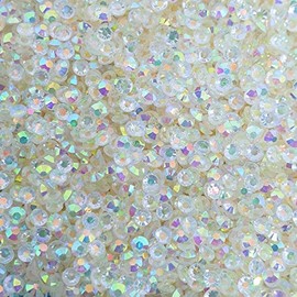 MajorCrafts 3000pcs 3mm ss12 Transparent AB Flat Back Round 14 Facets Resin Rhinestones Arts and Crafts Embellishment Gems (Transparent Clear AB C44)