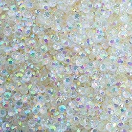 MajorCrafts 3000pcs 3mm ss12 Transparent AB Flat Back Round 14 Facets Resin Rhinestones Arts and Crafts Embellishment Gems (Transparent Clear AB C44)