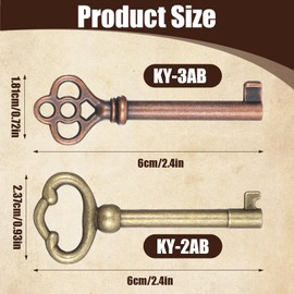 2 Pcs Skeleton Key, Hollow Skeletons Key, Generic Skeleton Keys, Antique Brass Plated Hollow Old Keys for Antique Furniture, Cabinets, Doors