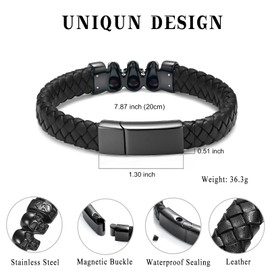 Minicremation Urn Bracelet Skull Urn Bracelet for Ashes for Men Women Keepsake Memorial Cuff Bangle Braided Leather Bracelet Cremation Bracelet, Stainless Steel, Cubic Zirconia