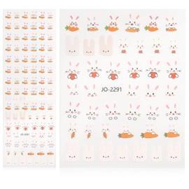 SAFIGLE 10 Sheets Easter Bunny Nail Stickers of Rabbit Nail Decals with Carrot Designs for Women Easy to Apply Decoration for Home Salon Use