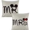 2 Pcs Mr and Mrs Funny Mouse Cushion Cover Durable