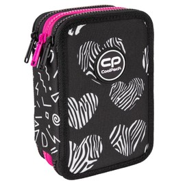 CoolPack XXL Pencil Case Boy, Pencil Case Large 44 Pieces with Patch Filled Pencil Case 3-Tier Motif: Math Hearts, Heart, Colourful, Pencil case for girls
