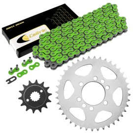 Caltric Green Drive Chain And Sprockets Kit Compatible with Kawasaki Kfx400 Ksf400A 2003 2004 2005 2006