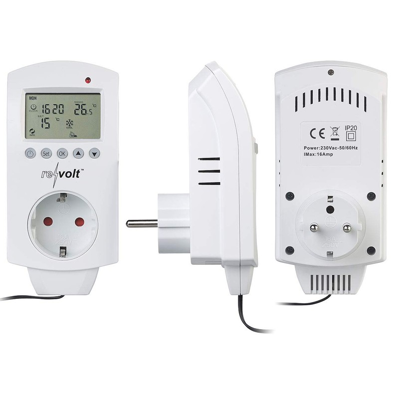 revolt Thermal Switch: Set of 2 Digital Socket Thermostats for