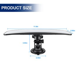 Car Rear View Mirror with Suction Cup, Anti Glare Wide Angle HD Auto Inside Rearview Mirror, 360 Degrees Adjustable Reduce Blind Spots, Universal for Vehicle, Marine, Boat, Truck, SUV, Van