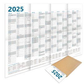 PuK XXL Wall Calendar 2025 DIN A1 84.1 x 59.4 cm Folded | 12 Month Year Planner A1 Landscape Format | Holiday Overview and Nationwide Holidays | Calendar 2025 Large, Yearly Calendar, Wall Planner