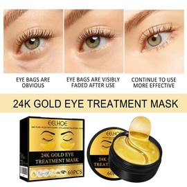 EELHOE 24K Gold Eye Mask-60pcs – Ultra-Hydrating & Snug Fit Patches - Brighten Dark Circles • Reduce Puffiness • Deep Moisture • Stays Put! - Specification: 3 pcs