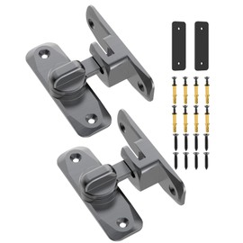 90/180 Degree Barn Door Lock, Small Flip Gate Latches Hardware, Door Security Sliding Door Latch Lock fo Cabinets, Barn Door, Bathroom, Gardenr Doors (Grey-2Pcs)