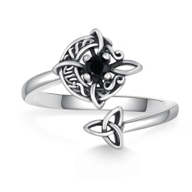 Daixiya Witches Knot Ring 925 Sterling Silver Moon Witches Knot Ring Celtic Witches Knot Jewelry Gifts for Women, Sterling Silver, Cubic Zirconia